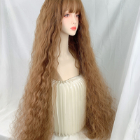 1 Meter Long Wool Curls Wig Halloween Extra Long Wig Brown - Thumbnail 6