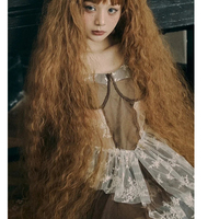 1 Meter Long Wool Curls Wig Halloween Extra Long Wig Brown - Thumbnail 2