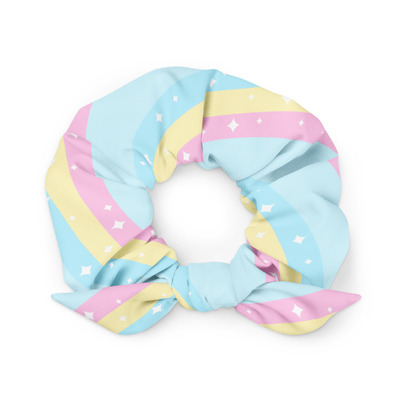 Teatime fantasy blue rainbow scrunchie