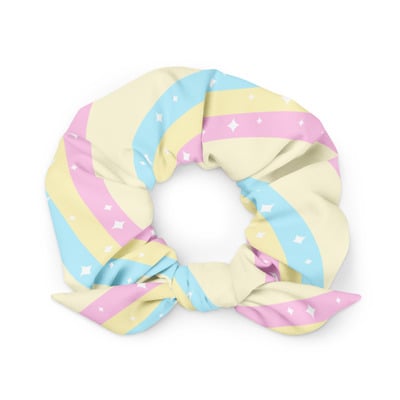 Teatime fantasy yellow rainbow scrunchie
