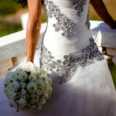 Elegant sheath beading crystals wedding dress bridal gown - Thumbnail 2
