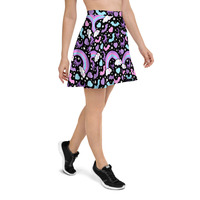 Rainbow Spooky Bats Black Skater Skirt - Thumbnail 2