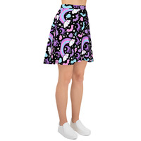 Rainbow Spooky Bats Black Skater Skirt - Thumbnail 9