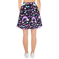 Rainbow Spooky Bats Black Skater Skirt - Thumbnail 11