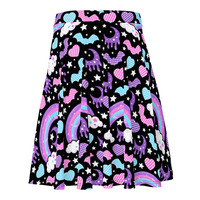 Rainbow Spooky Bats Black Skater Skirt - Thumbnail 12