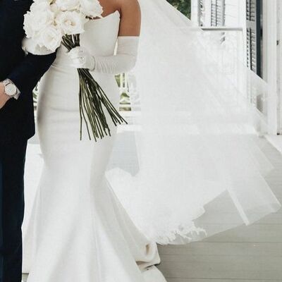 Elegant mermaid simple wedding dress bridal gown