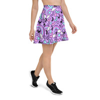 Rainbow Spooky Bats Purple Skater Skirt - Thumbnail 1