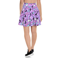Rainbow Spooky Bats Purple Skater Skirt - Thumbnail 4