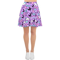 Rainbow Spooky Bats Purple Skater Skirt - Thumbnail 8