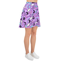 Rainbow Spooky Bats Purple Skater Skirt - Thumbnail 9