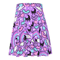 Rainbow Spooky Bats Purple Skater Skirt - Thumbnail 14