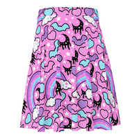 Rainbow Spooky Bats Pink Skater Skirt - Thumbnail 9