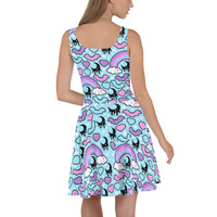Rainbow Spooky Bats Blue Skater Dress - Thumbnail 7
