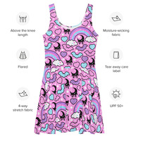 Rainbow Spooky Bats Pink Skater Dress - Thumbnail 1