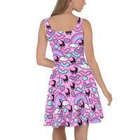 Rainbow Spooky Bats Pink Skater Dress - Thumbnail 6