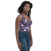 Rainbow Spooky Bats Black Crop Top - Thumbnail 12