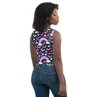 Rainbow Spooky Bats Black Crop Top - Thumbnail 14