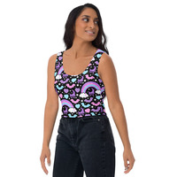 Rainbow Spooky Bats Black Crop Top - Thumbnail 16