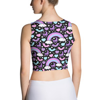 Rainbow Spooky Bats Black Crop Top - Thumbnail 22