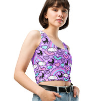 Rainbow Spooky Bats Purple Crop Top - Thumbnail 1