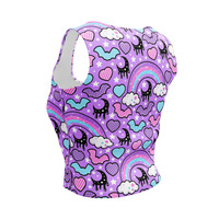 Rainbow Spooky Bats Purple Crop Top - Thumbnail 4
