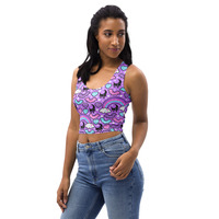 Rainbow Spooky Bats Purple Crop Top - Thumbnail 8