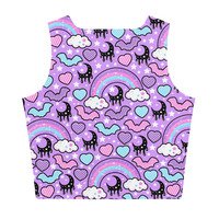 Rainbow Spooky Bats Purple Crop Top - Thumbnail 23