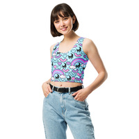 Rainbow Spooky Bats Blue Crop Top - Thumbnail 5