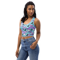 Rainbow Spooky Bats Blue Crop Top - Thumbnail 8