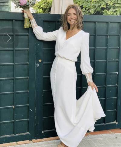 Simple Wedding Dress, Chiffon Wedding Gown, Long Sleeves Bridal Dress,1795