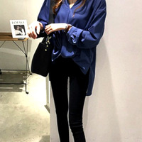 Stunning Vintage Solid V-neck Irregular Wrap Chiffon Oversize Blouse Tops Unique Rave Amazing - Thumbnail 8