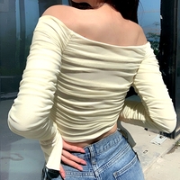 Stunning Punk Crinkle Chiffon Layers Off Shoulder Flare Sleeves Sexy Slinky Tops Streetwear Rave Amazing  - Thumbnail 2