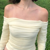 Stunning Punk Crinkle Chiffon Layers Off Shoulder Flare Sleeves Sexy Slinky Tops Streetwear Rave Amazing  - Thumbnail 3