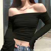 Stunning Punk Crinkle Chiffon Layers Off Shoulder Flare Sleeves Sexy Slinky Tops Streetwear Rave Amazing  - Thumbnail 7