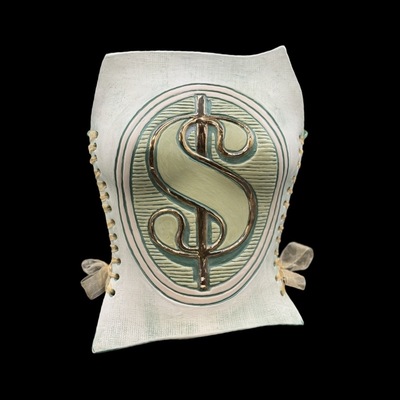 Money 3 piece wearable ceramic corset with 23k gold detail by: nicole moan 