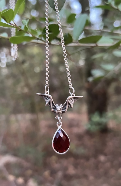 Bat Garnet Necklace 