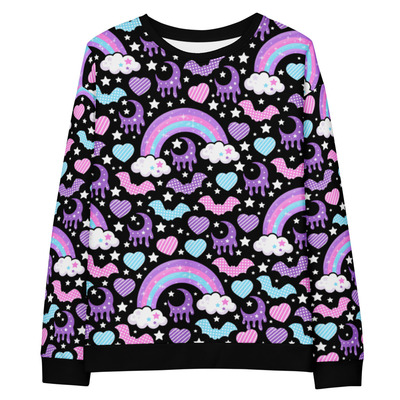 Rainbow Spooky Bats Black Unisex Sweatshirt