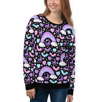 Rainbow Spooky Bats Black Unisex Sweatshirt - Thumbnail 2