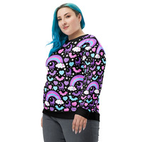 Rainbow Spooky Bats Black Unisex Sweatshirt - Thumbnail 3