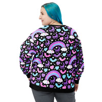 Rainbow Spooky Bats Black Unisex Sweatshirt - Thumbnail 4