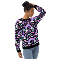 Rainbow Spooky Bats Black Unisex Sweatshirt - Thumbnail 5