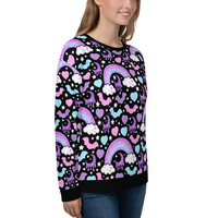 Rainbow Spooky Bats Black Unisex Sweatshirt - Thumbnail 8