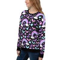 Rainbow Spooky Bats Black Unisex Sweatshirt - Thumbnail 9