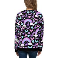 Rainbow Spooky Bats Black Unisex Sweatshirt - Thumbnail 10