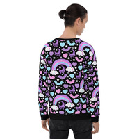Rainbow Spooky Bats Black Unisex Sweatshirt - Thumbnail 13