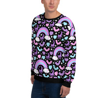 Rainbow Spooky Bats Black Unisex Sweatshirt - Thumbnail 15