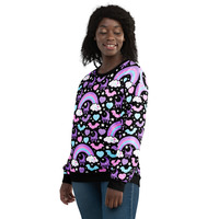 Rainbow Spooky Bats Black Unisex Sweatshirt - Thumbnail 17