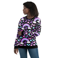 Rainbow Spooky Bats Black Unisex Sweatshirt - Thumbnail 20