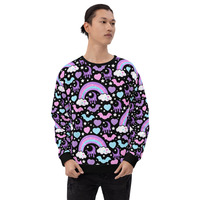Rainbow Spooky Bats Black Unisex Sweatshirt - Thumbnail 22
