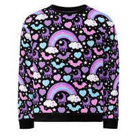 Rainbow Spooky Bats Black Unisex Sweatshirt - Thumbnail 24